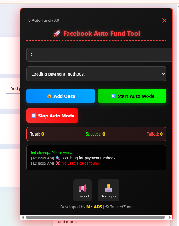 Prepaid Auto Fund Adder Bookmarks Tools