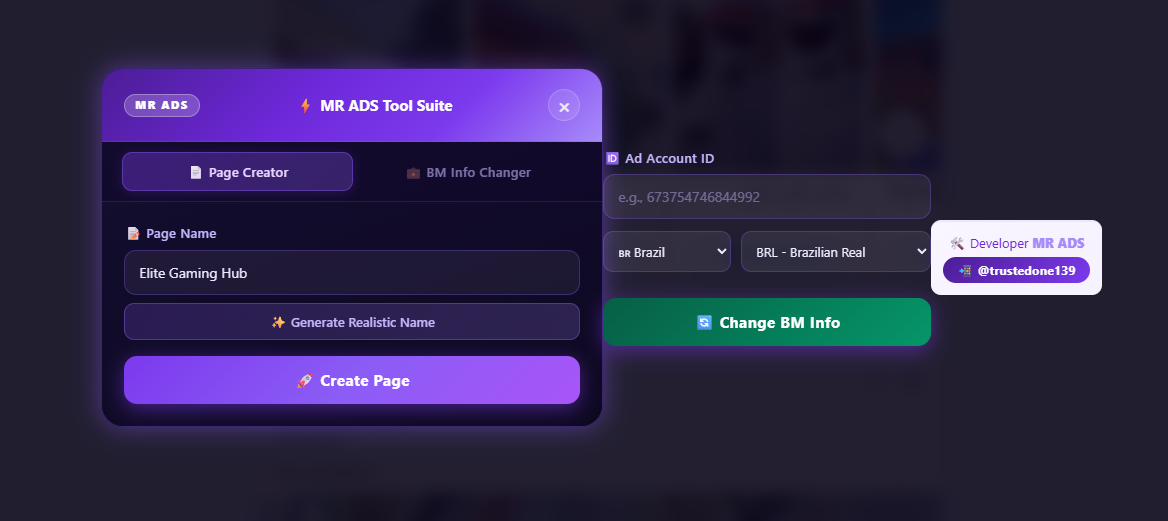 Facebook one Click Page Creation Bookmarks tools