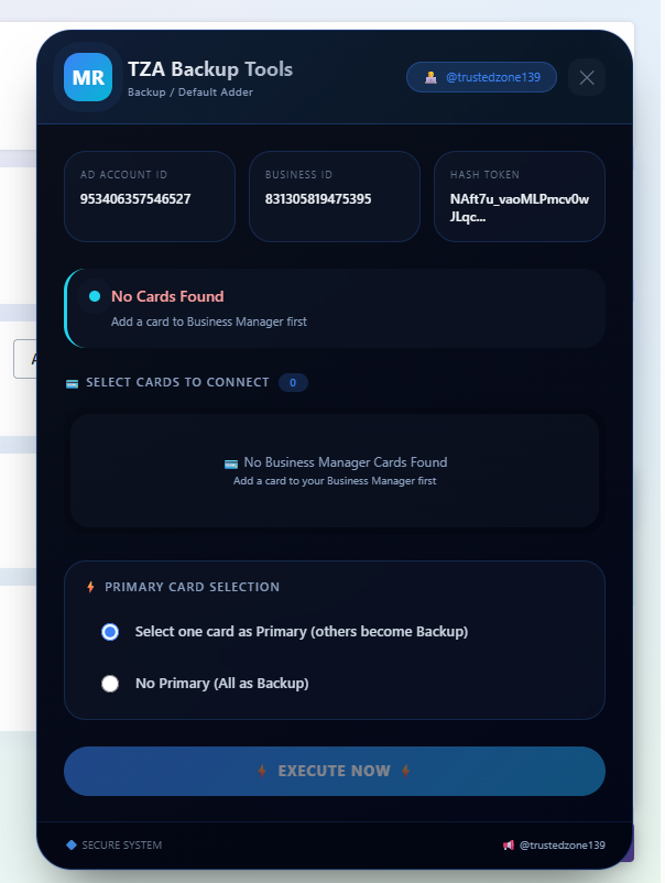 Amex Card Backup Adder Bookmarks Tools