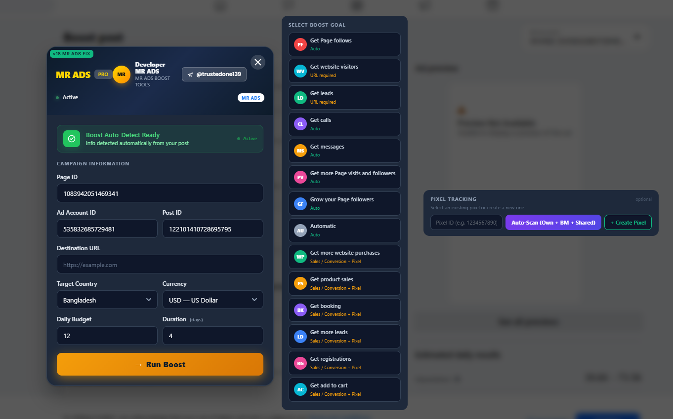 Facebook Boosting Bookmark Tools | No Need 2FA Authantication